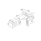 Bureau d'angle Salinas 60W avec huche et classeur latéral en blanc