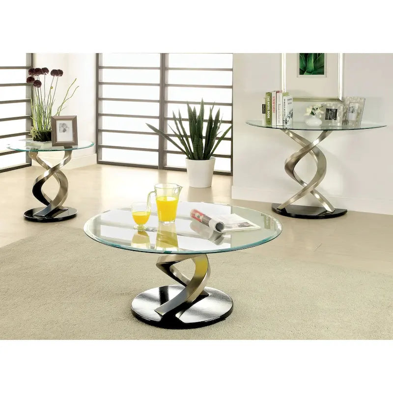Table basse en verre Sele Contemporary Silver de 38 pouces