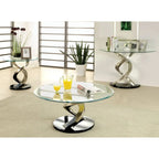 Table basse en verre Sele Contemporary Silver de 38 pouces