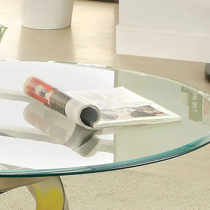 Table basse en verre Sele Contemporary Silver de 38 pouces