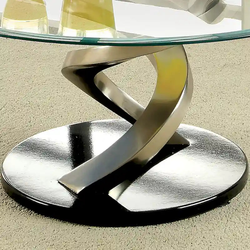 Table basse en verre Sele Contemporary Silver de 38 pouces