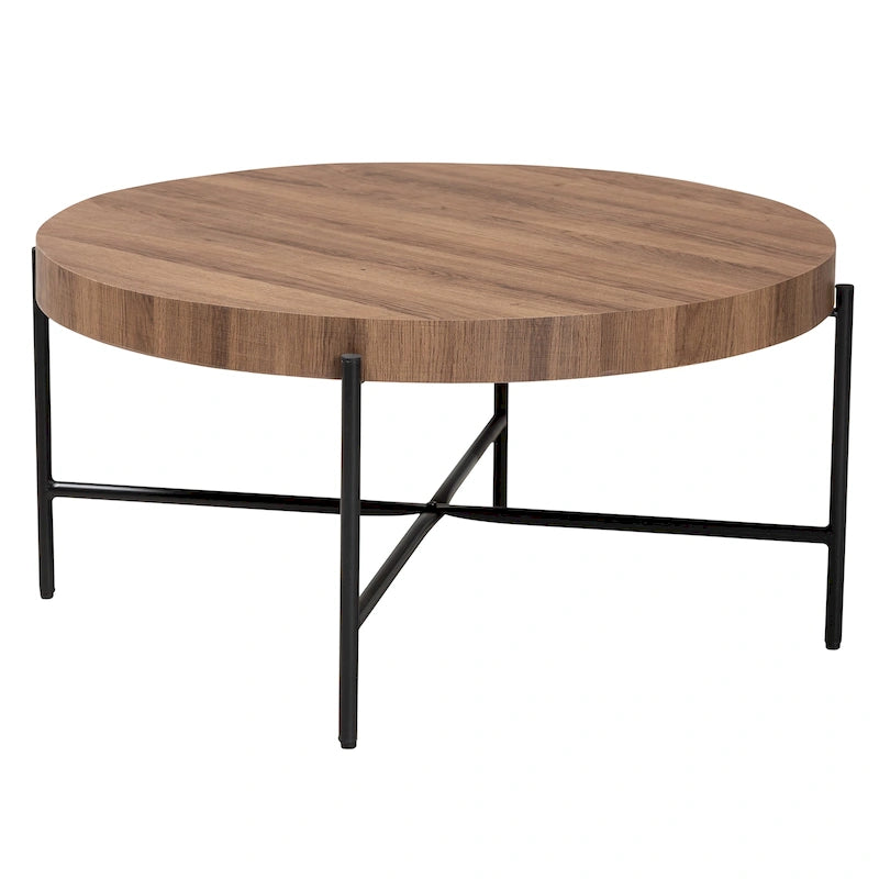 Table basse Umar moderne en bois noyer et métal noir