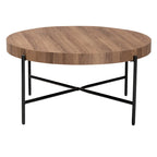 Table basse Umar moderne en bois noyer et métal noir