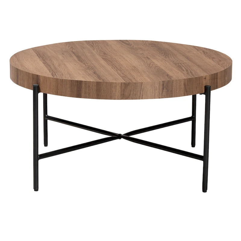 Table basse Umar moderne en bois noyer et métal noir
