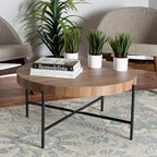 Table basse Umar moderne en bois noyer et métal noir