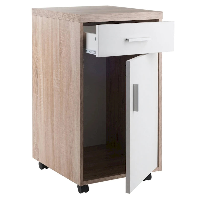 Meuble de rangement Kenner, 1 tiroir, bois recyclé et blanc - 15.75L x 18.3P x 29.25H