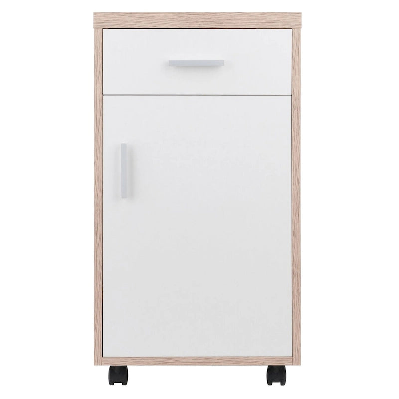 Meuble de rangement Kenner, 1 tiroir, bois recyclé et blanc - 15.75L x 18.3P x 29.25H