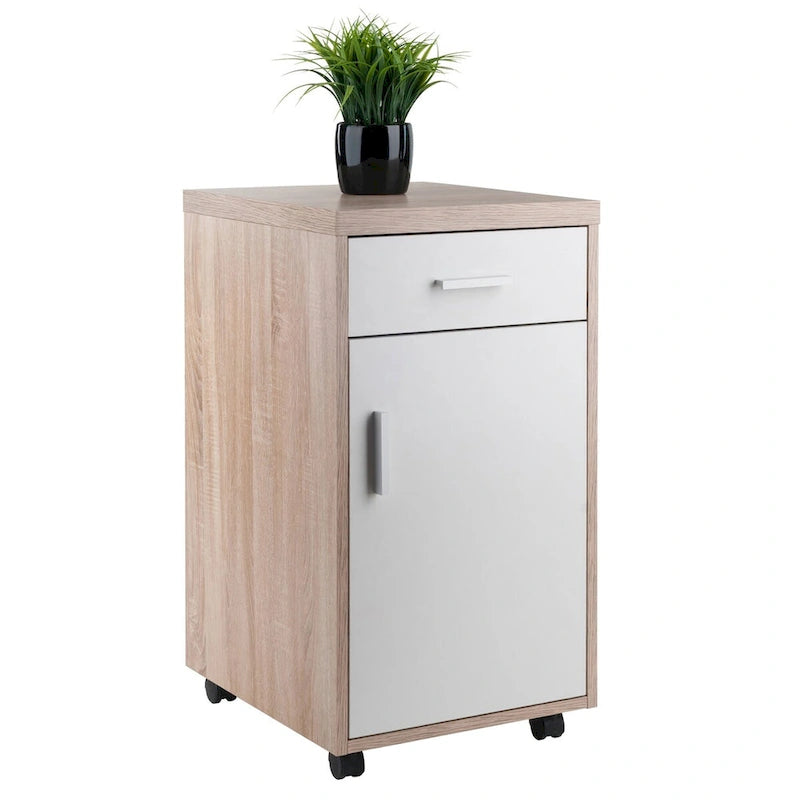 Meuble de rangement Kenner, 1 tiroir, bois recyclé et blanc - 15.75L x 18.3P x 29.25H