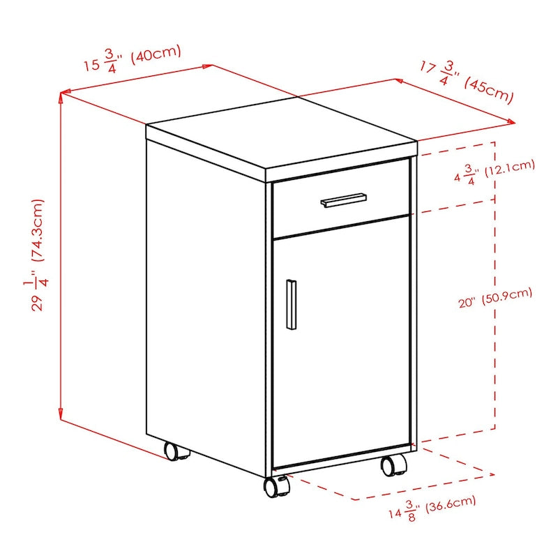 Meuble de rangement Kenner, 1 tiroir, bois recyclé et blanc - 15.75L x 18.3P x 29.25H