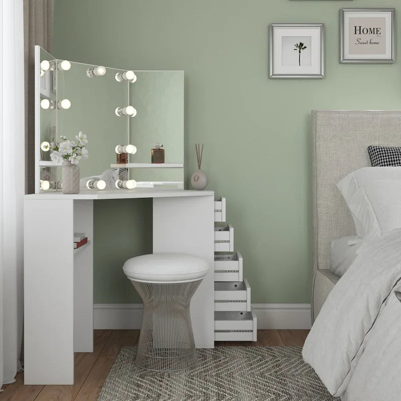 Coiffeuse d'angle Roomsmart avec 5 tiroirs