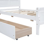 Lit plateforme double en bois avec 4 tiroirs et tête de lit épurée