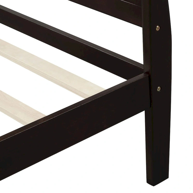 Lit plateforme en bois - Lit jumeau - Sommier tapissier - Lit traîneau avec tête de lit/pied de lit/support à lattes en bois