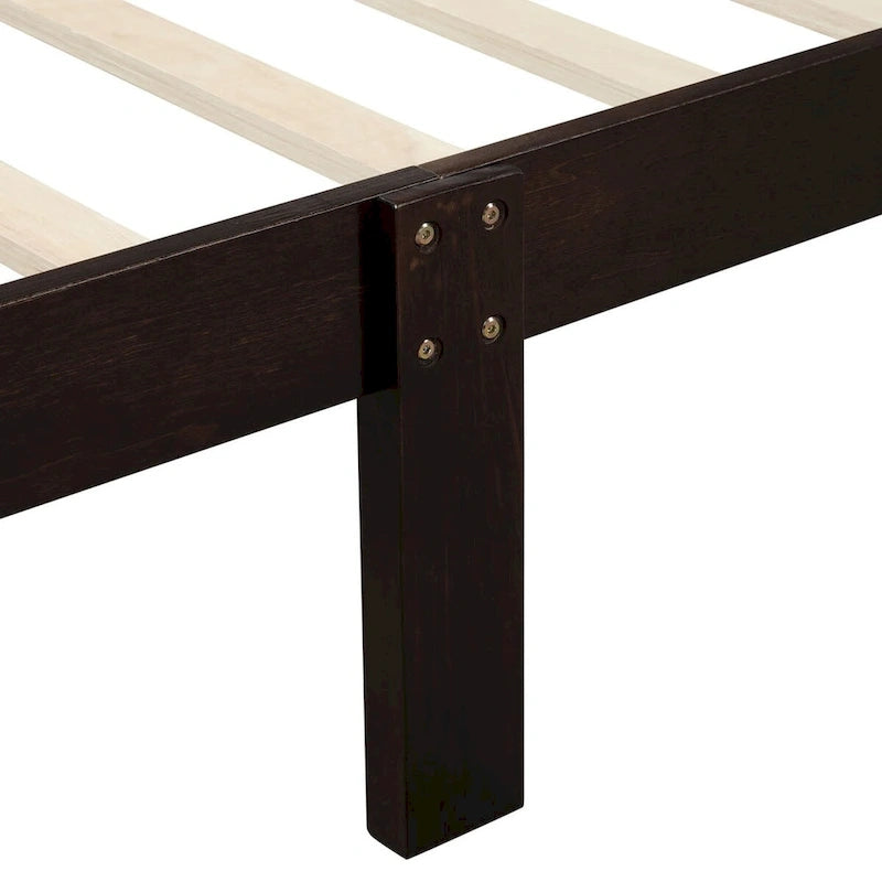 Lit plateforme en bois - Lit jumeau - Sommier tapissier - Lit traîneau avec tête de lit/pied de lit/support à lattes en bois