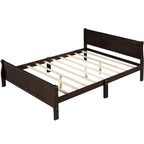Lit plateforme en bois - Lit jumeau - Sommier tapissier - Lit traîneau avec tête de lit/pied de lit/support à lattes en bois
