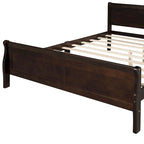 Lit plateforme en bois - Lit jumeau - Sommier tapissier - Lit traîneau avec tête de lit/pied de lit/support à lattes en bois