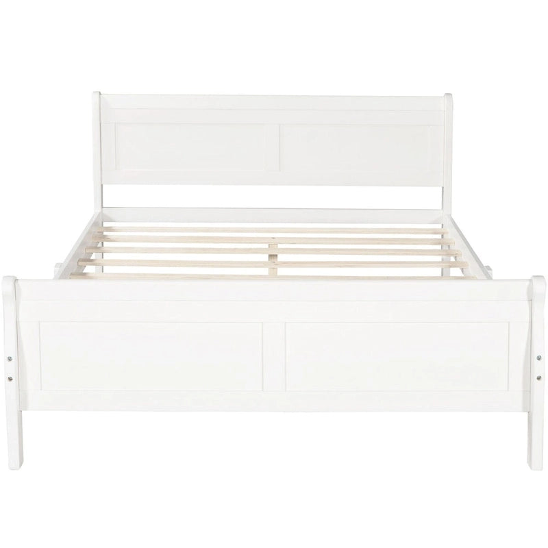 Lit plateforme en bois - Lit jumeau - Sommier tapissier - Lit traîneau avec tête de lit/pied de lit/support à lattes en bois