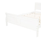 Lit plateforme en bois - Lit jumeau - Sommier tapissier - Lit traîneau avec tête de lit/pied de lit/support à lattes en bois