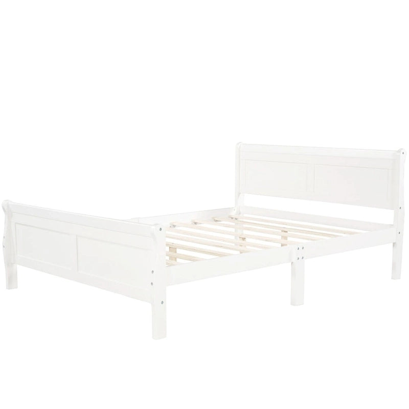 Lit plateforme en bois - Lit jumeau - Sommier tapissier - Lit traîneau avec tête de lit/pied de lit/support à lattes en bois