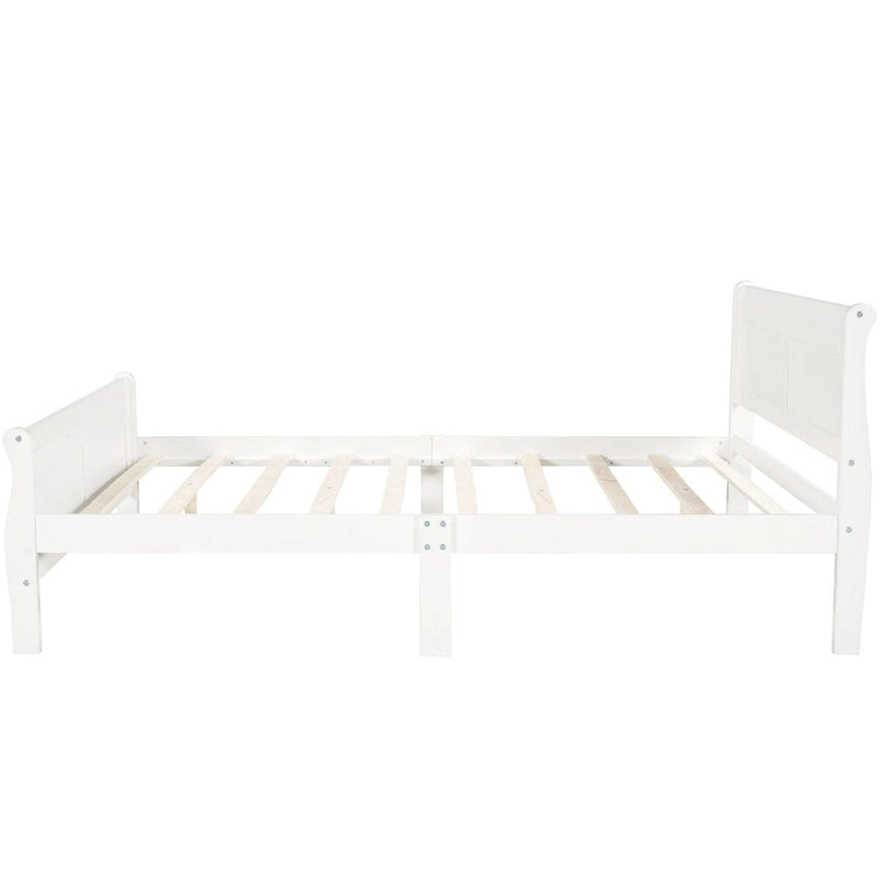 Lit plateforme en bois - Lit jumeau - Sommier tapissier - Lit traîneau avec tête de lit/pied de lit/support à lattes en bois