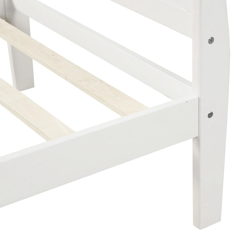 Lit plateforme en bois - Lit jumeau - Sommier tapissier - Lit traîneau avec tête de lit/pied de lit/support à lattes en bois