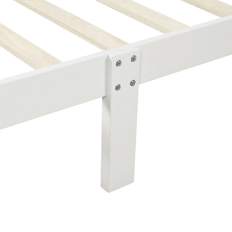Lit plateforme en bois - Lit jumeau - Sommier tapissier - Lit traîneau avec tête de lit/pied de lit/support à lattes en bois