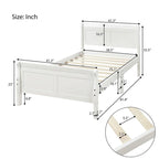 Lit plateforme en bois - Lit jumeau - Sommier tapissier - Lit traîneau avec tête de lit/pied de lit/support à lattes en bois