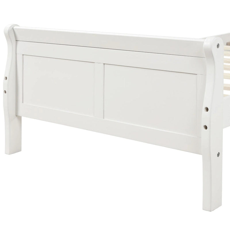 Lit plateforme en bois - Lit jumeau - Sommier tapissier - Lit traîneau avec tête de lit/pied de lit/support à lattes en bois