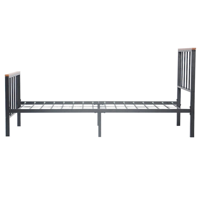 Mieres Structure de lit plateforme industrielle en métal avec tête et pied de lit