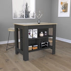 Table de salle à manger îlot de cuisine en bois de 40,5 po de largeur avec 3 tablettes