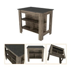 Table de salle à manger îlot de cuisine en bois de 40,5 po de largeur avec 3 tablettes