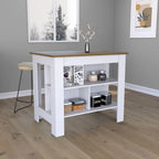 Table de salle à manger îlot de cuisine en bois de 40,5 po de largeur avec 3 tablettes
