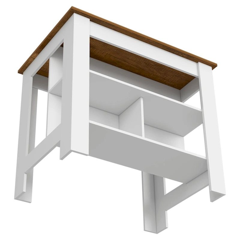 Table de salle à manger îlot de cuisine en bois de 40,5 po de largeur avec 3 tablettes