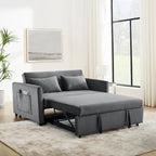 Canapé-Lit Convertible, Canapé Double Polyvalent 3-en-1 en Velours avec Lit Escamotable