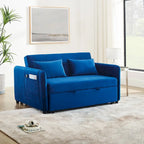 Canapé-Lit Convertible, Canapé Double Polyvalent 3-en-1 en Velours avec Lit Escamotable