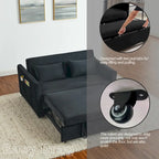 Canapé-Lit Convertible, Canapé Double Polyvalent 3-en-1 en Velours avec Lit Escamotable