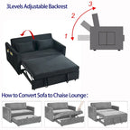 Canapé-Lit Convertible, Canapé Double Polyvalent 3-en-1 en Velours avec Lit Escamotable