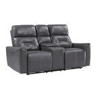 Causeuse inclinable double électrique de 73 pouces, similicuir gris foncé, bois