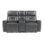 Causeuse inclinable double électrique de 73 pouces, similicuir gris foncé, bois