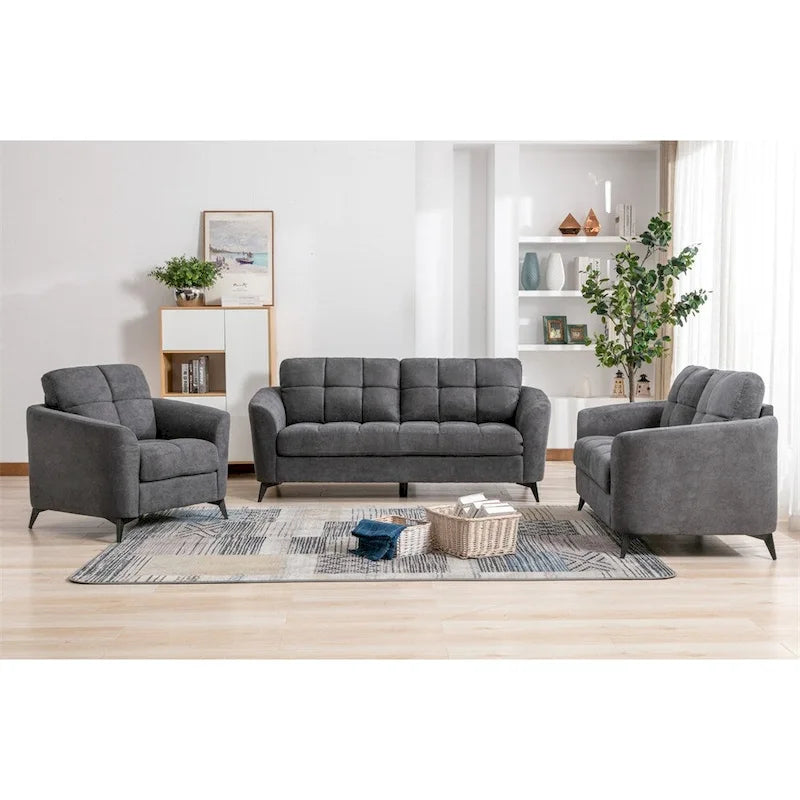 Ensemble de salon avec canapé, causeuse et fauteuil en velours