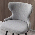 Chaises de bar modernes en tissu Leathaire hauteur comptoir, pivotantes, avec dossier capitonné et garniture cloutée dorée, lot de 2