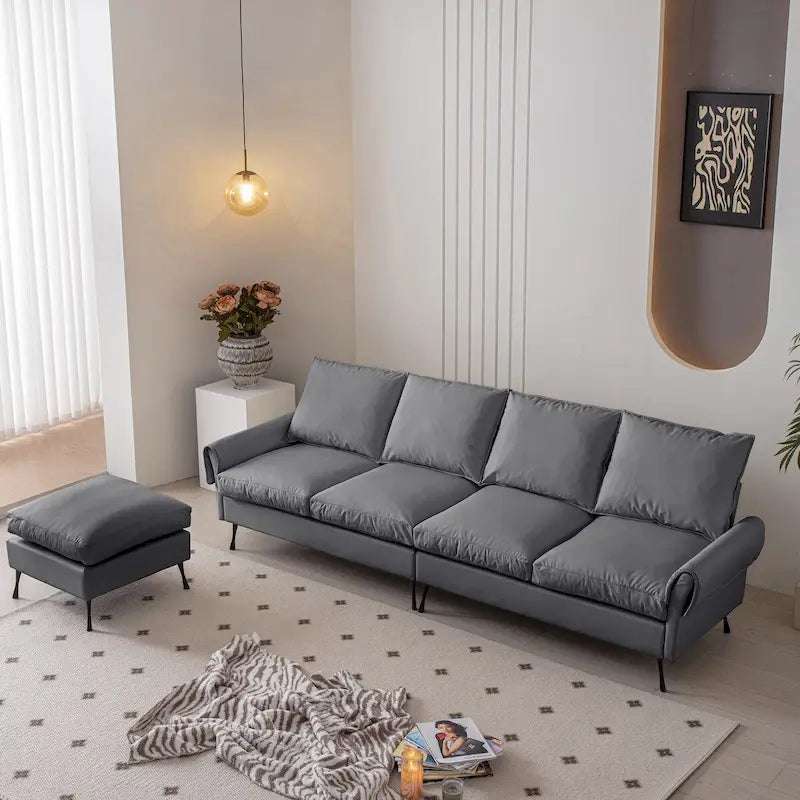 Canapé d'angle moderne avec ottomane convertible