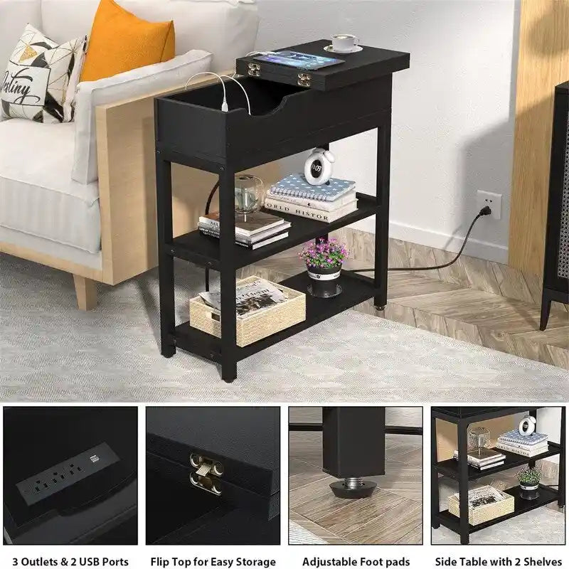 Table d'appoint avec station de recharge - 11P x 23,6L x 24,5H