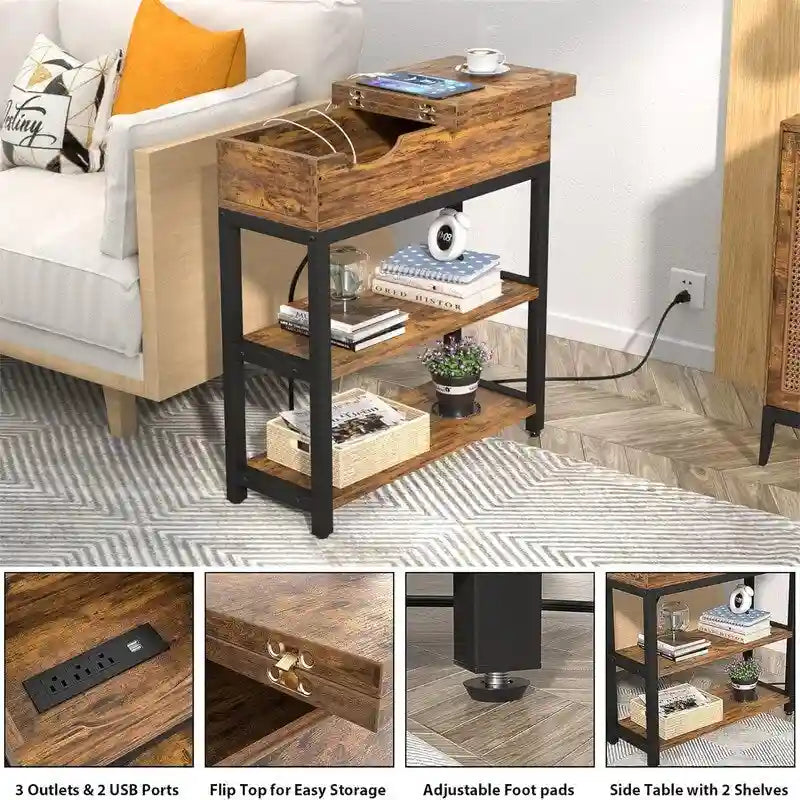 Table d'appoint avec station de recharge - 11P x 23,6L x 24,5H