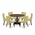 Table à manger - une table à manger et des chaises en tissu de lin Limelight, Jacobean vieilli (option de pièces)