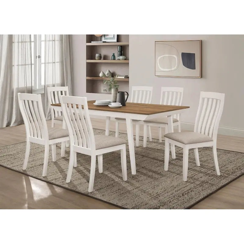 Table à manger Prospect Natural Acacia et Off White avec pieds évasés