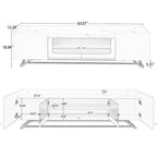 Meuble TV avec verre cannelé, meuble TV pour téléviseurs jusqu'à 70 pouces, console TV avec plateau en faux marbre et base en métal doré