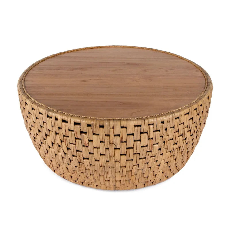Table basse tambour ronde en rotin Captiva
