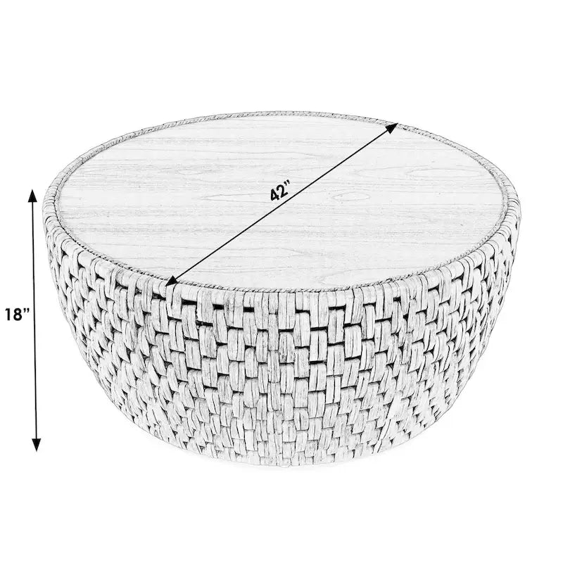 Table basse tambour ronde en rotin Captiva