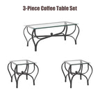 Ensemble de 3 tables basses en verre trempé