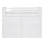 Lit mezzanine double en bois avec 8 étagères de rangement ouvertes et échelle intégrée